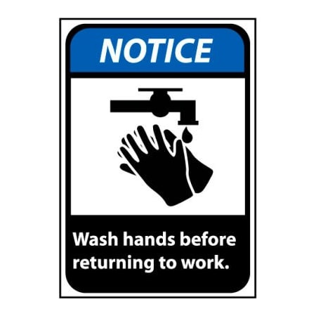 National Marker Co Notice Sign 14x10 Vinyl - Wash Hands Before Returning To Work NGA7PB